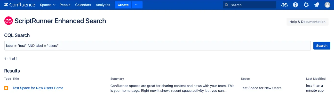 An example CQL combined search in the Enhanced Search.