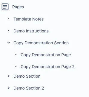 An example of the successfully run script, with pages copied in the space.