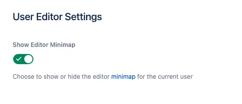 The Show Editor Minimap toggle option under User Editor Settings.