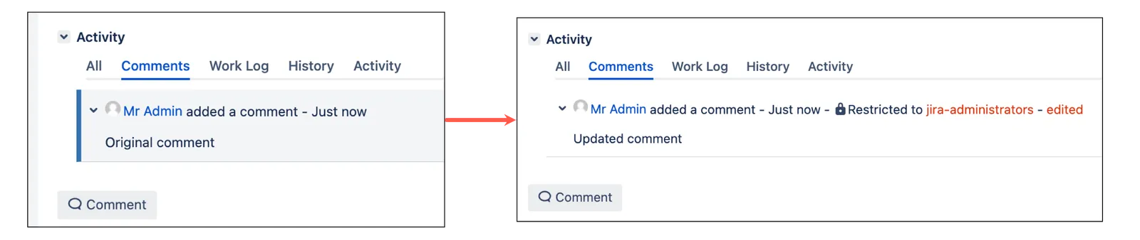 Image showing how to update a comment