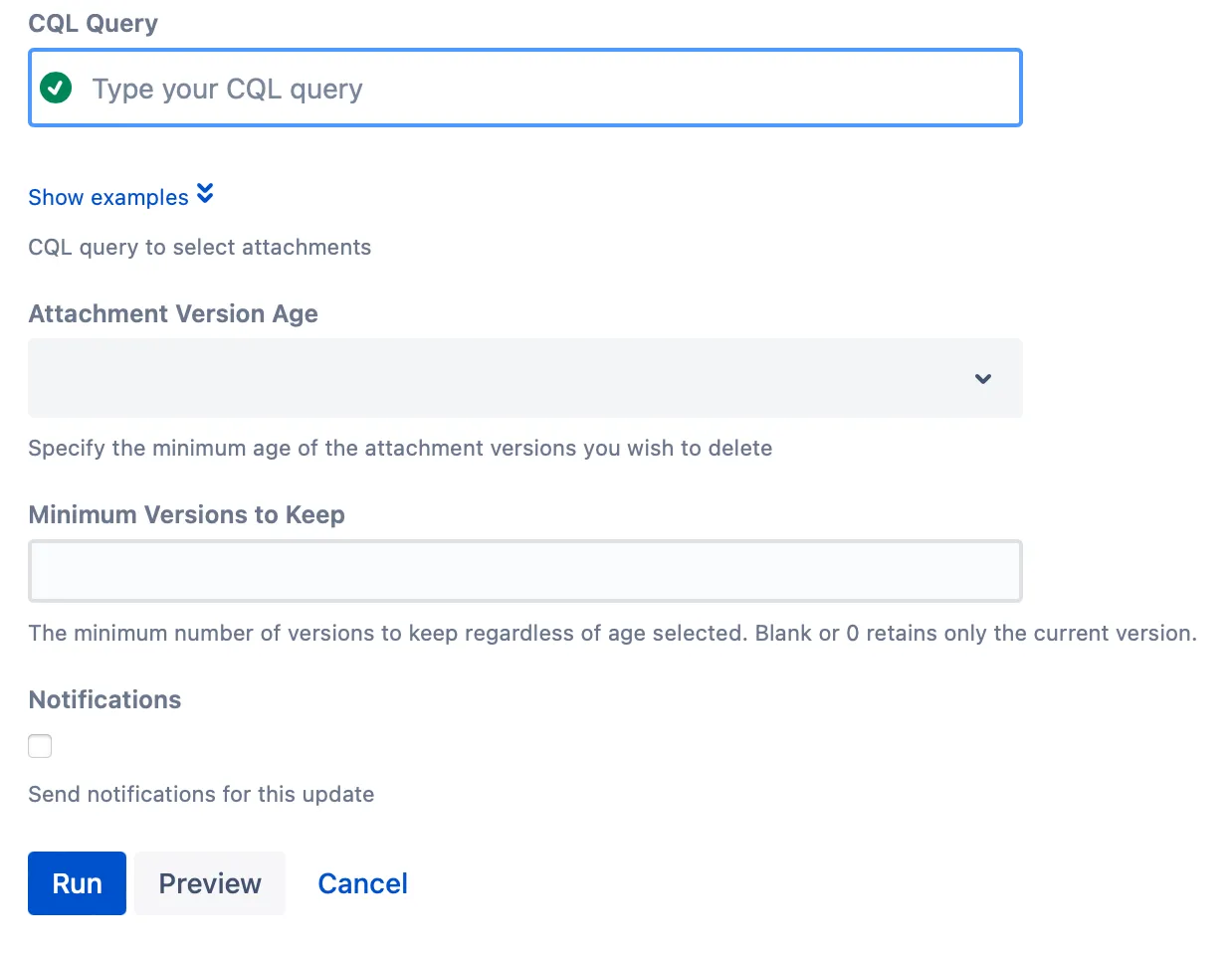A CQL Query with the above configuration details.