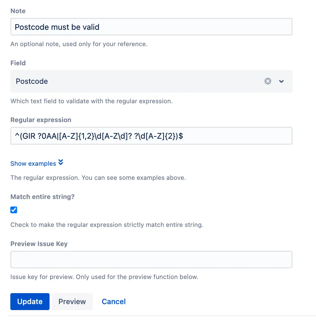 Workflow update confirmation screen