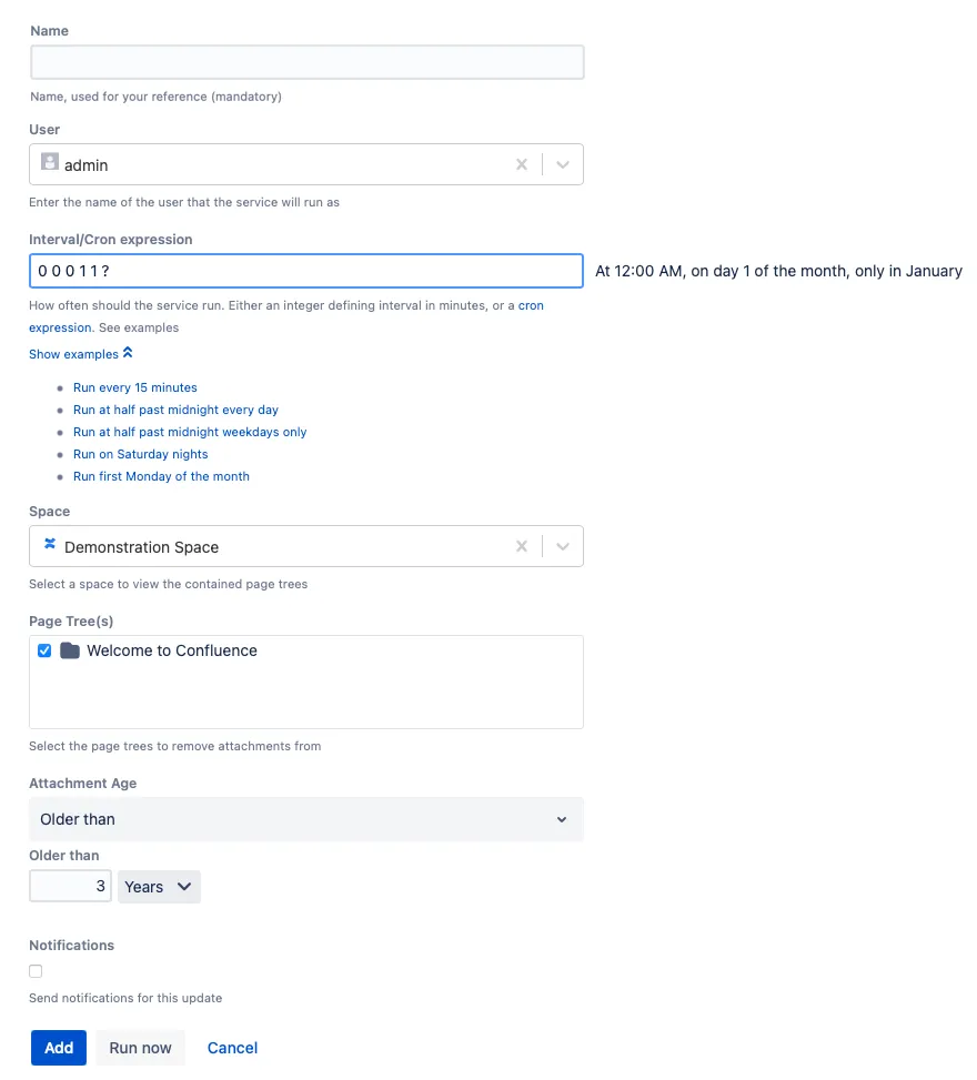 The job form filled out with example content.