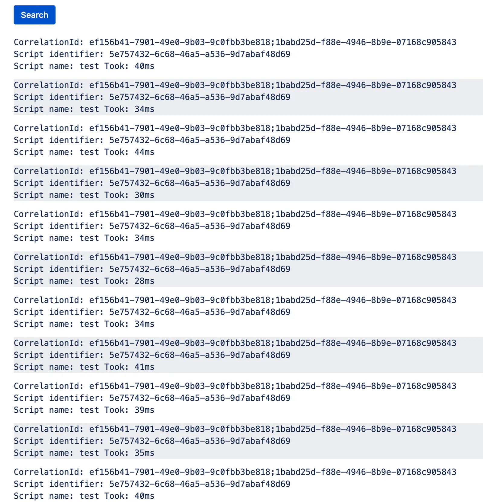 Example log results.