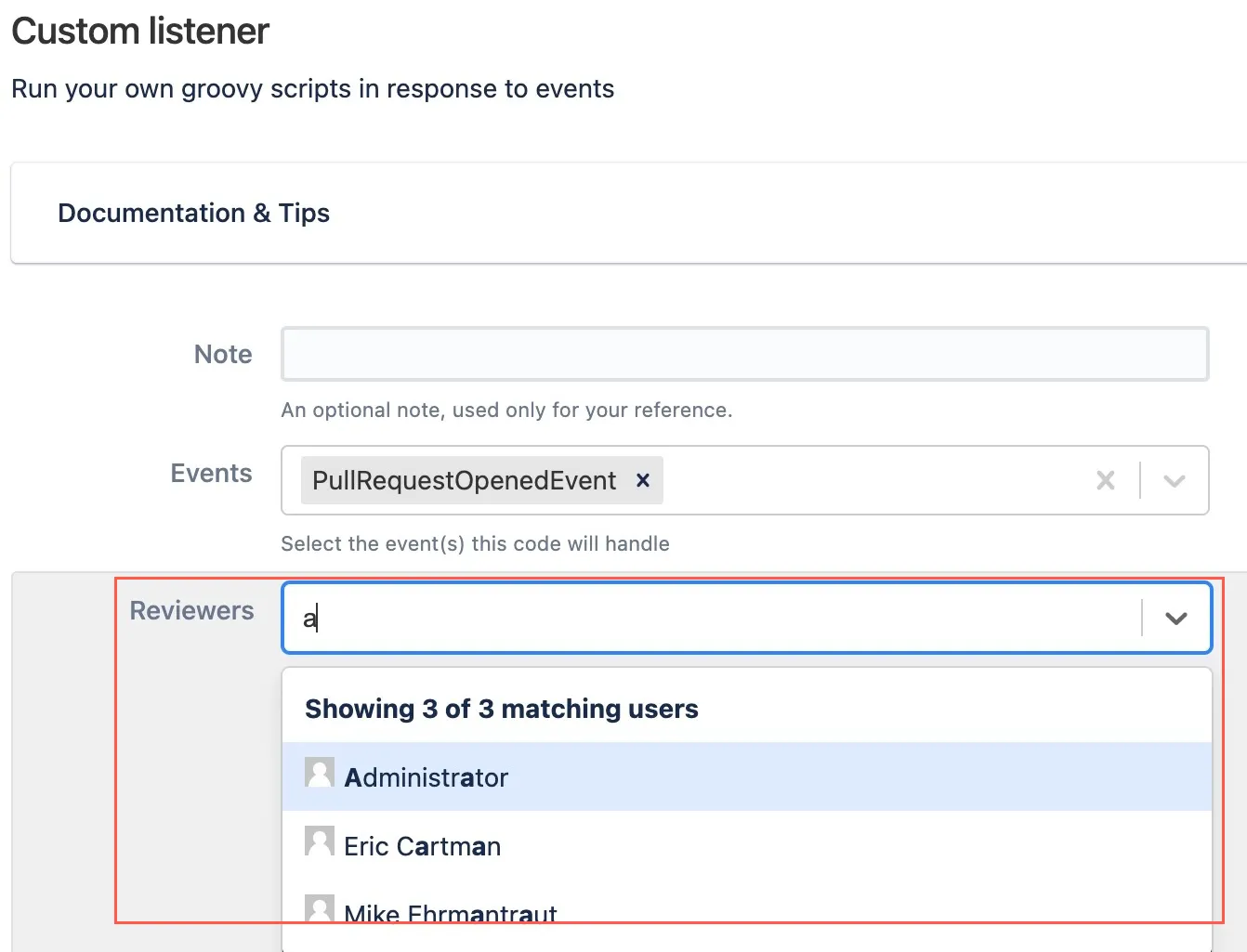 The dynamic form displaying the Reviewers form field after selecting the dynamic form file.