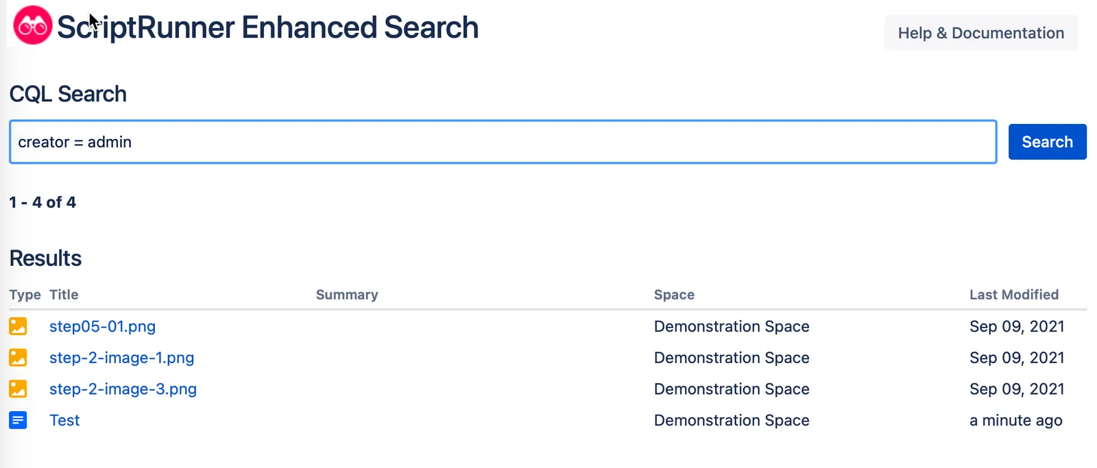 An example CQL Search from the Enhanced Search page.