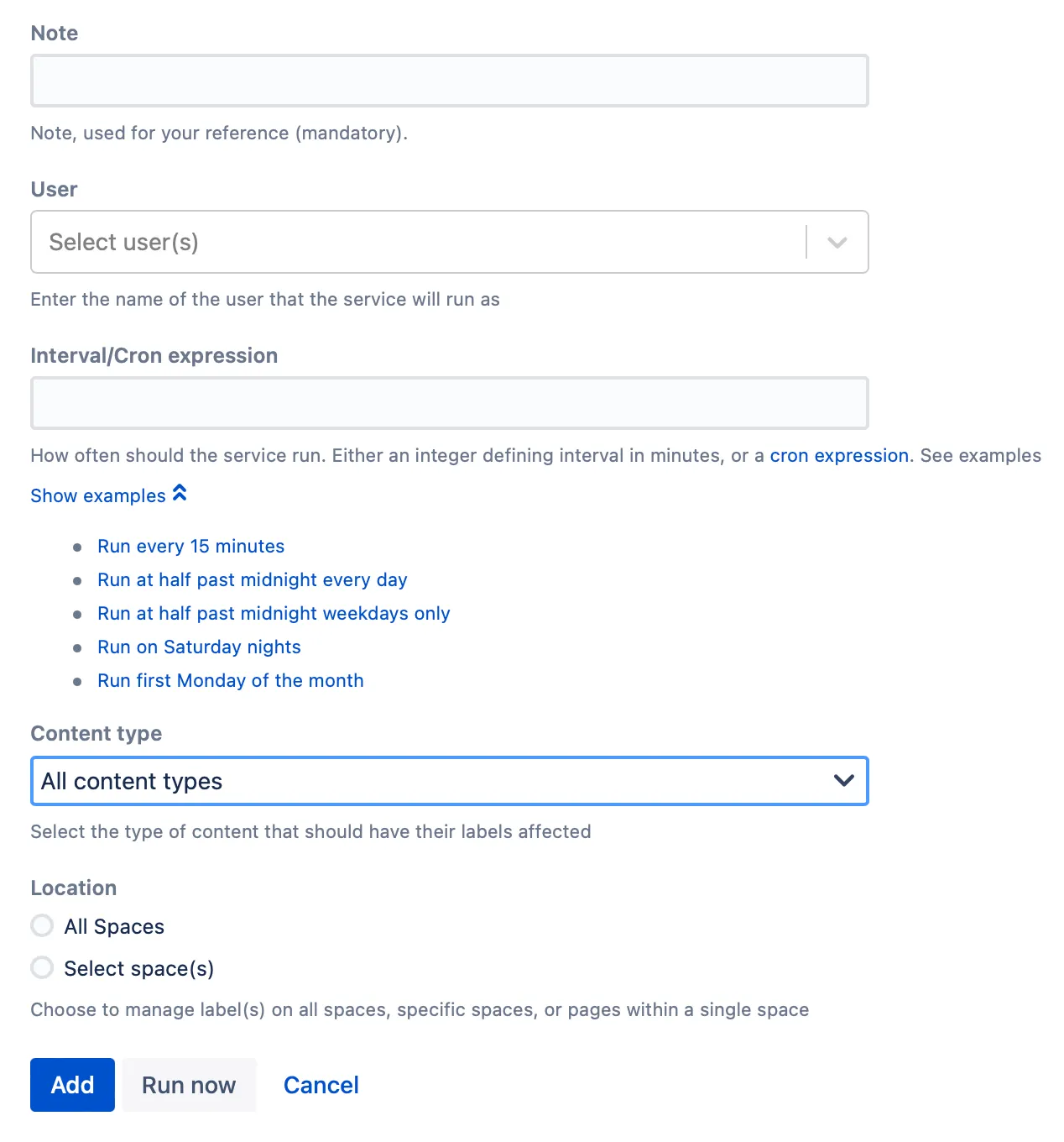 The script with the example content.