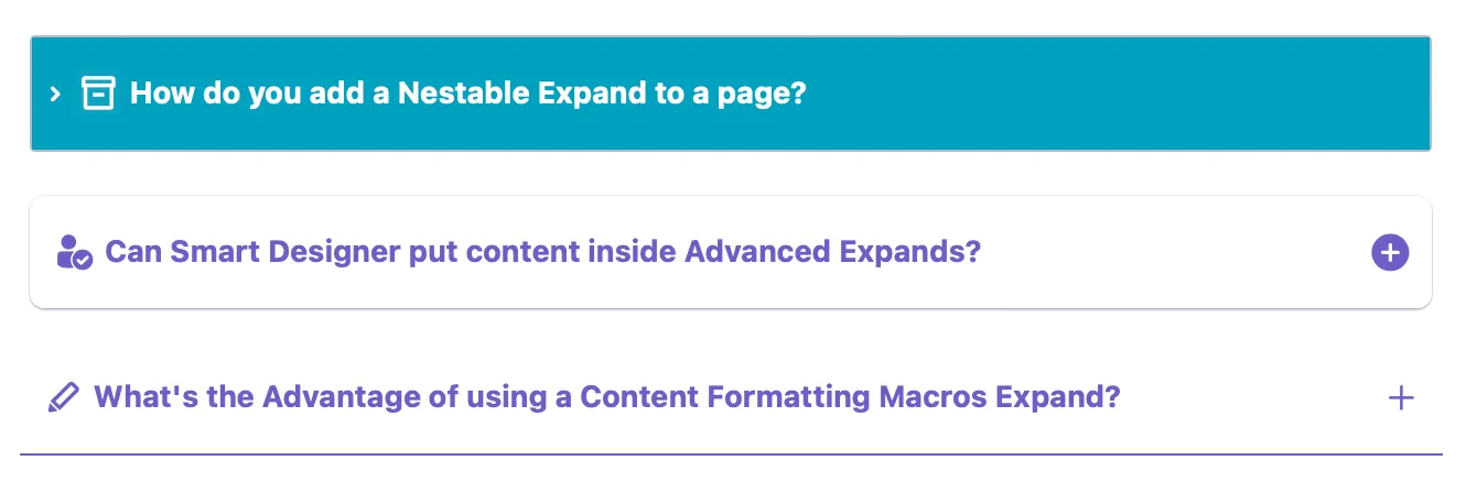 Advanced expand macro with icon.