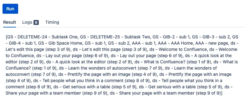 The result of the HAPI script, which is a list of pages with anonymous access.