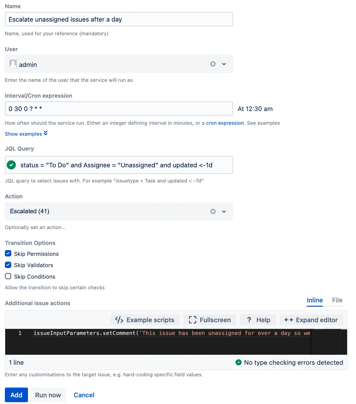 Image of the completed escalation service