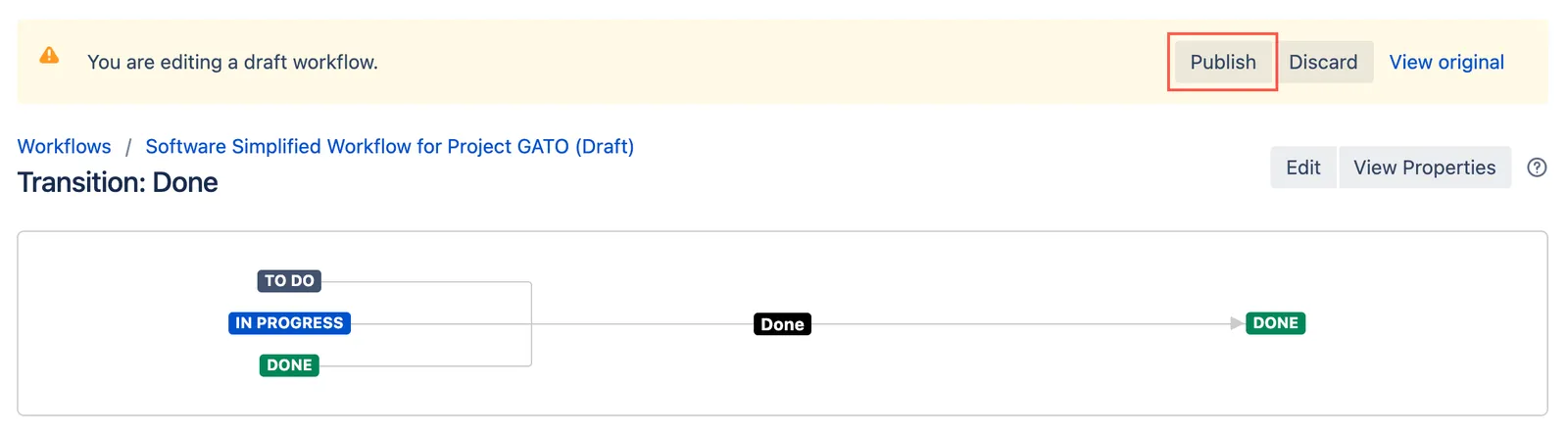 Image showing the Publish button being highlighted