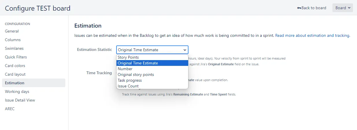 Image showing the Estimation Statistic dropdown