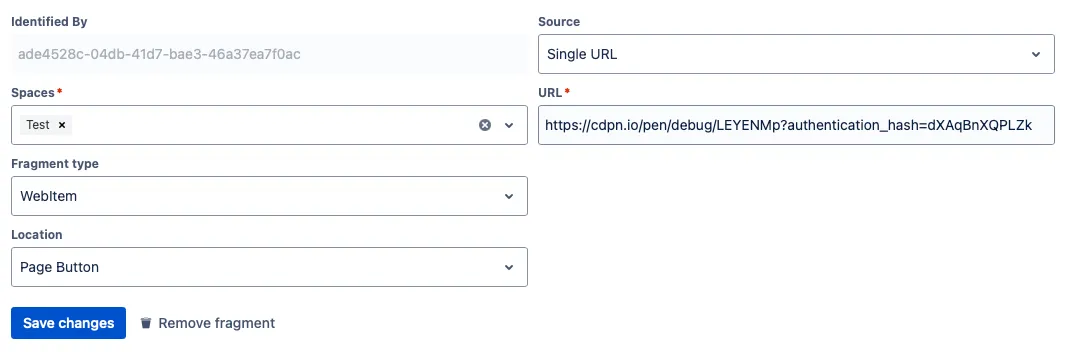An web item form filled with example detials.