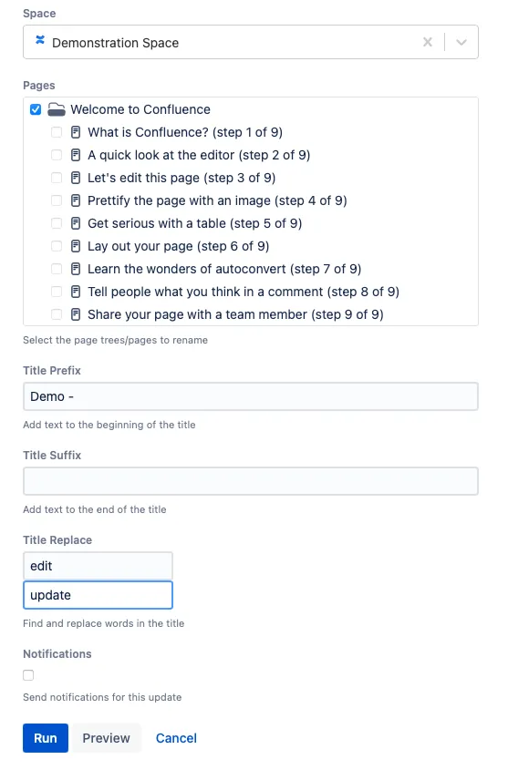 Script form with example content.