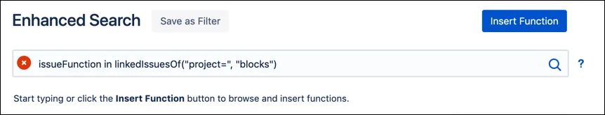 An example filter, with a red x icon, shown in the Enhanced Search window.