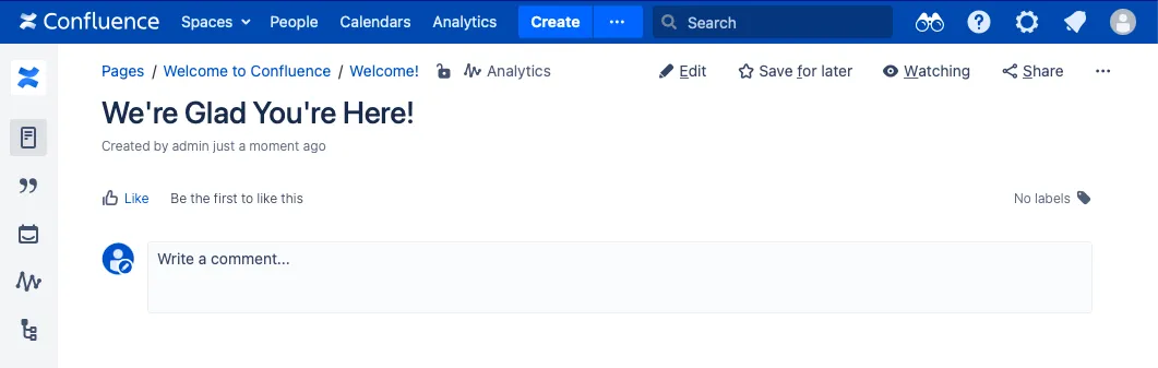 The newly created page.