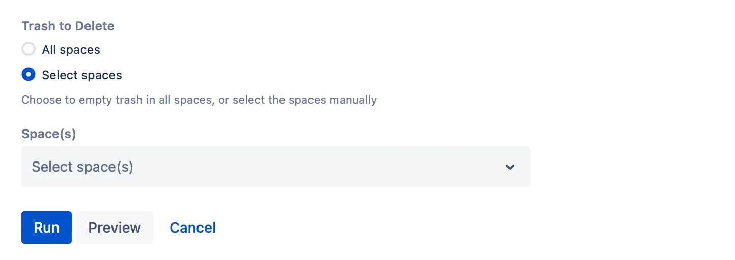 The Bulk Purge Trash script with the above configuration details.
