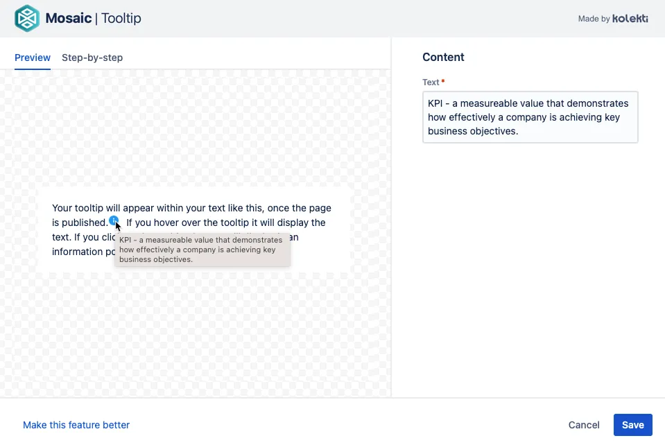 Tooltip macro selected in the Select Macro dialog.