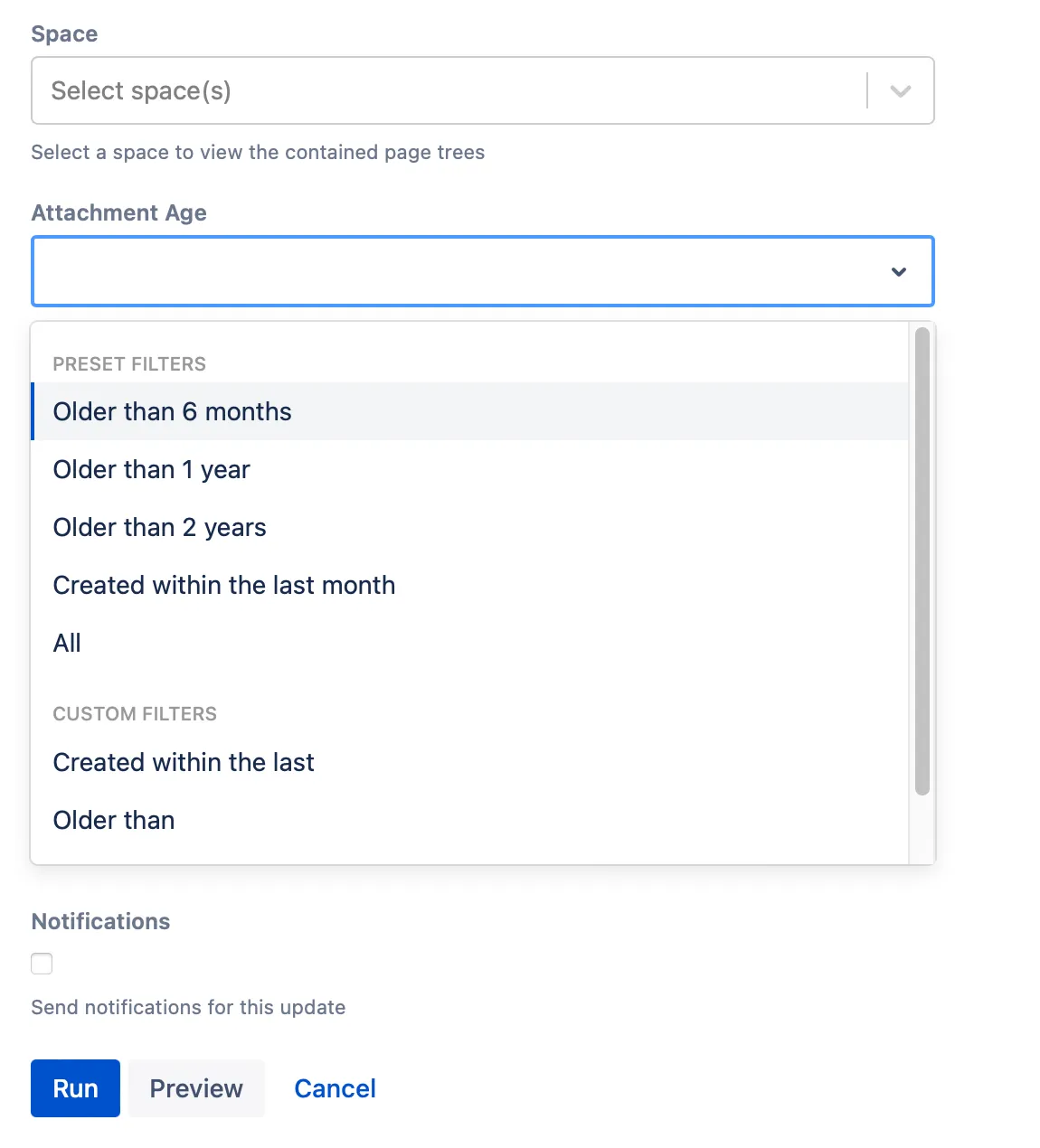 The Bulk Delete Attachments script with the above configuration details.