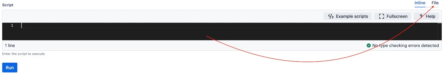The File tab option in the Script Console.