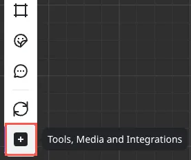 Sidebar option called "Tools, Media, and Integrations," which looks like a plus sign.