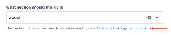 Enable Fragment Locator toggle on the UI Fragments page