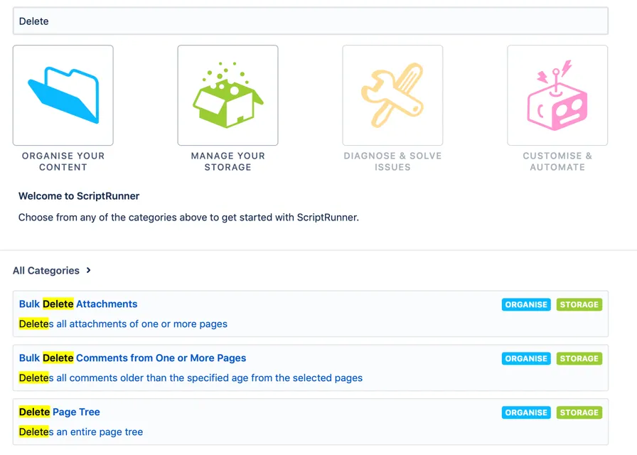 An example search in the Quick Scripting section.