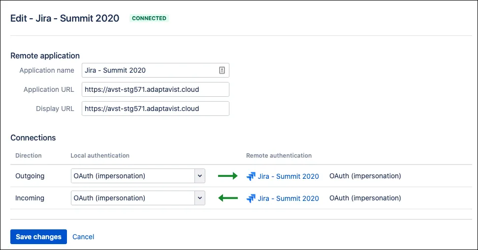An example configuration screen for a source app.