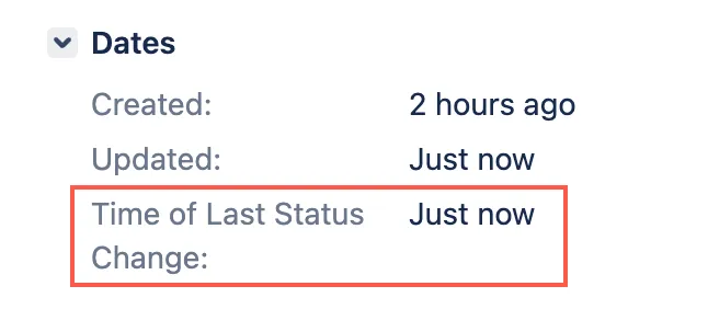 Image showing the Time of Last Status Change results