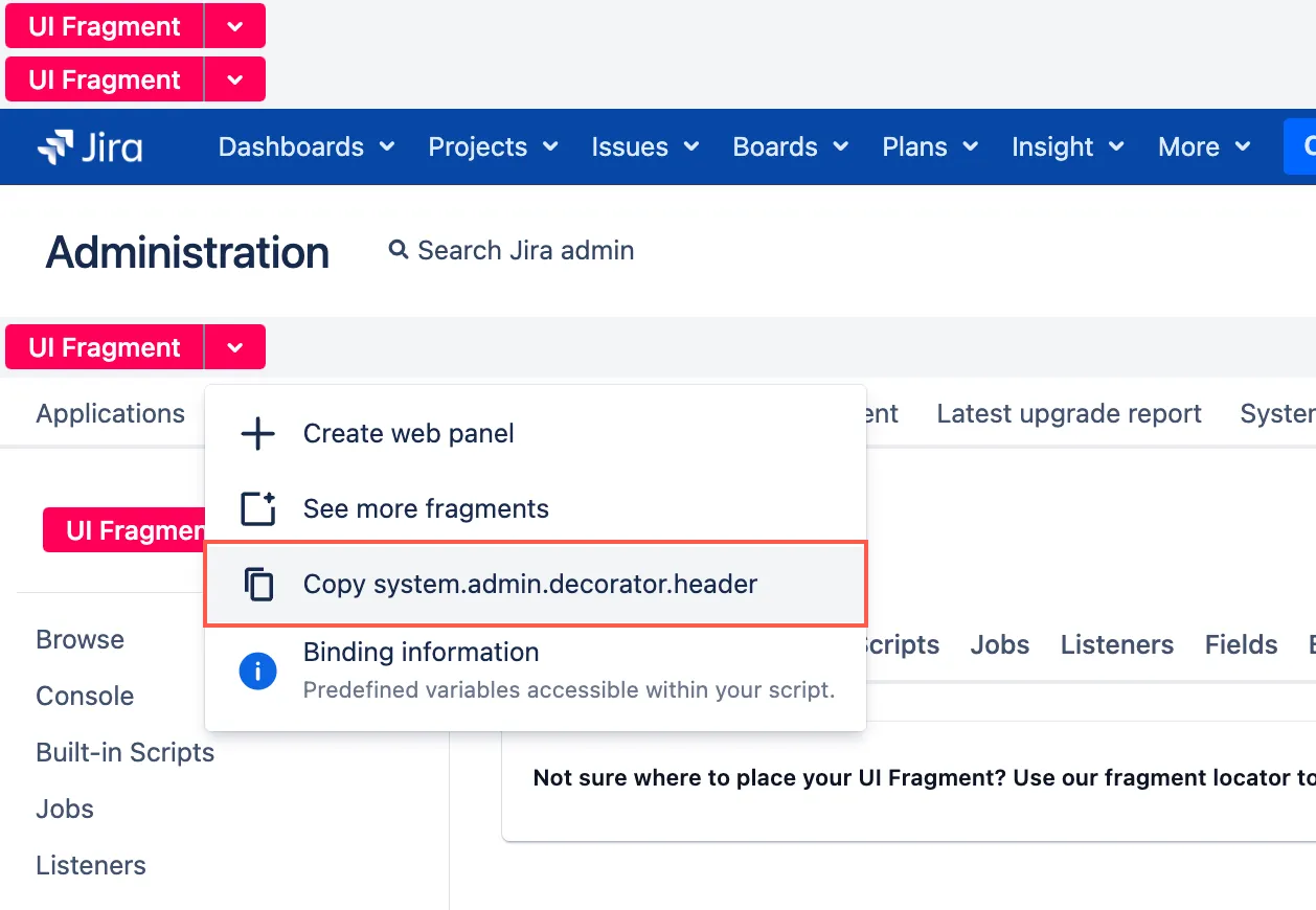 Copy location path button in the UI fragment dropdown
