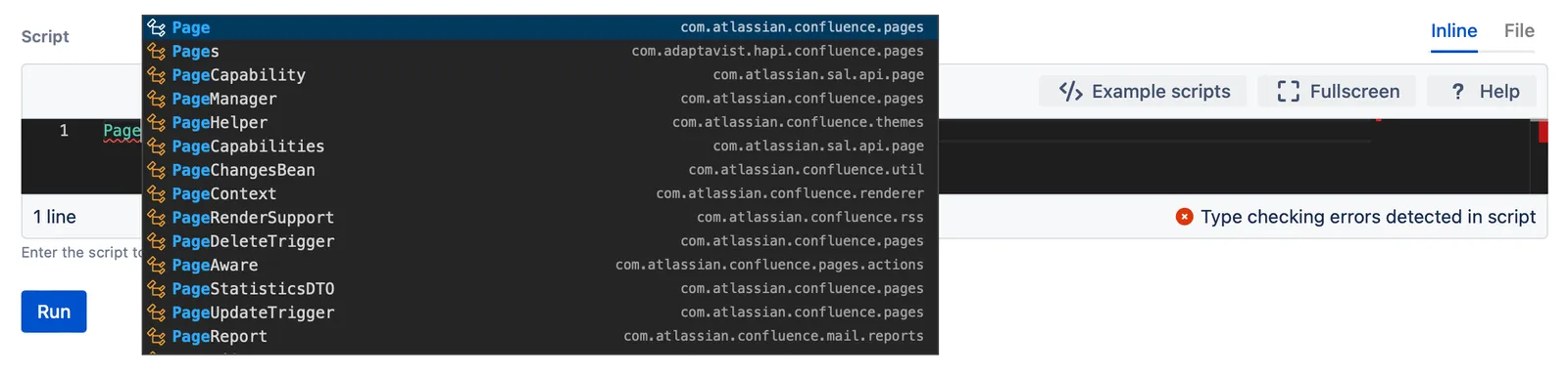 An example editor completion.