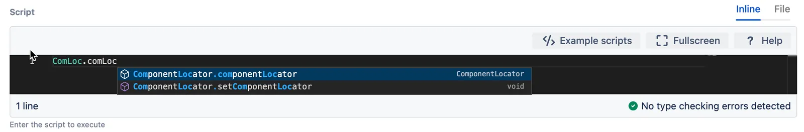 An example of camel case abbreviations in the Code Editor.