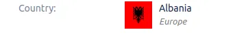 Albania country option selected