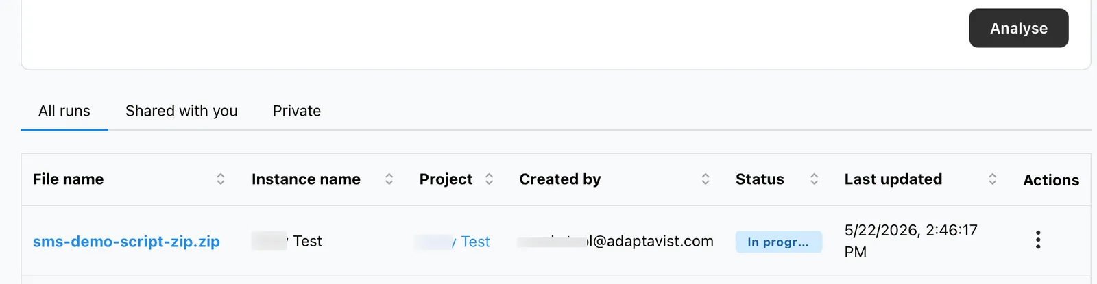 Upload status showing Completed