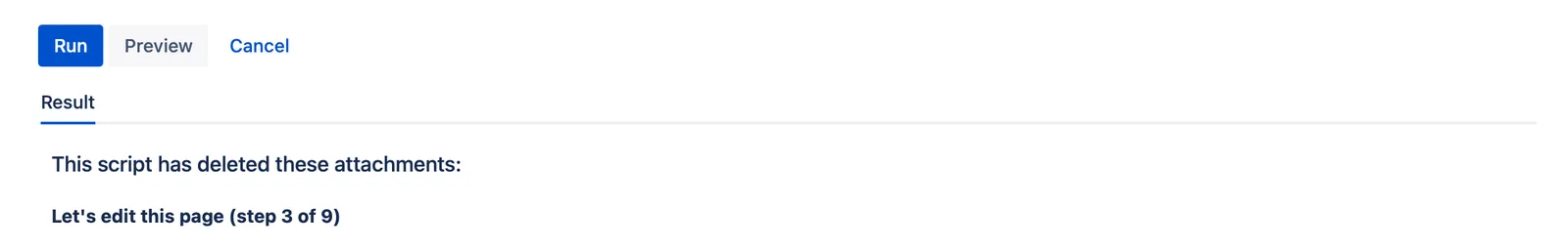 Results listing the deleted attachment versions.