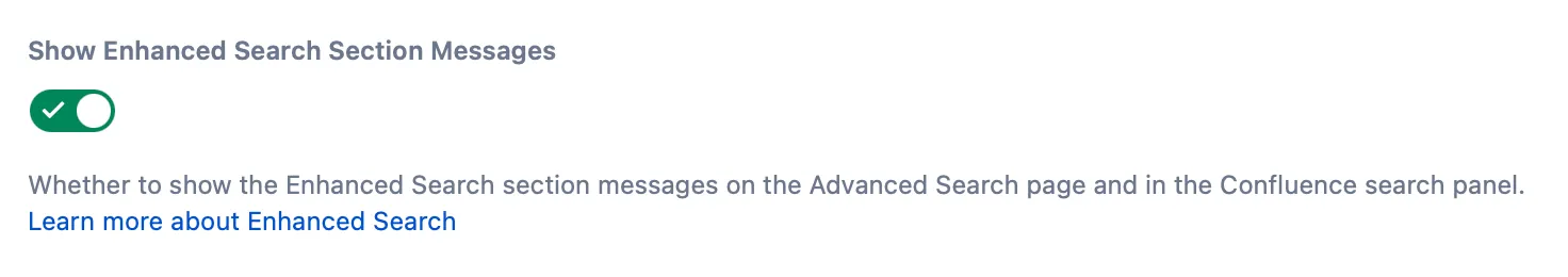 Enhanced Search Section Messages toggle.
