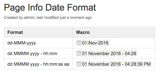 The example date formats, rendered.
