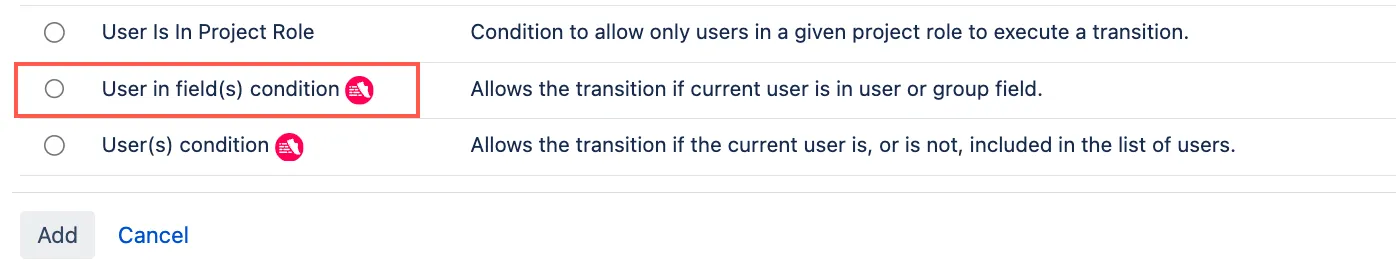 User in field(s) condition with icon