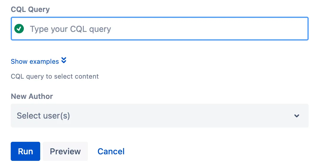 A CQL query with the above configuration details.