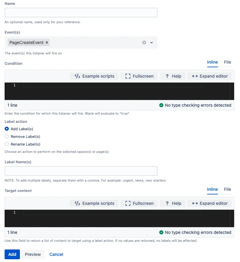 The example script form.