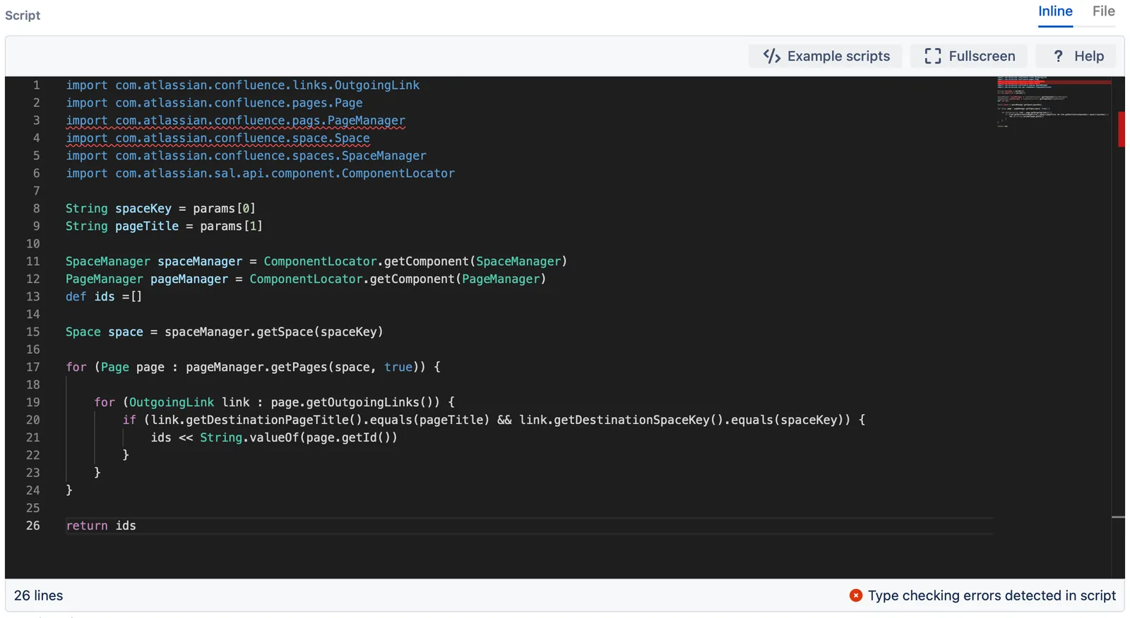 An example list of parameters.