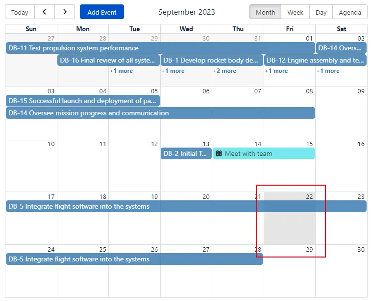 Calendar for Confluence interface with a specific day cell selected to create a new event