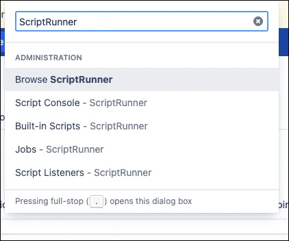 Image of scriptrunner being entered into search