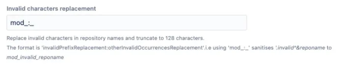 The Invalid characters replacement field in the mirroring script configuration.