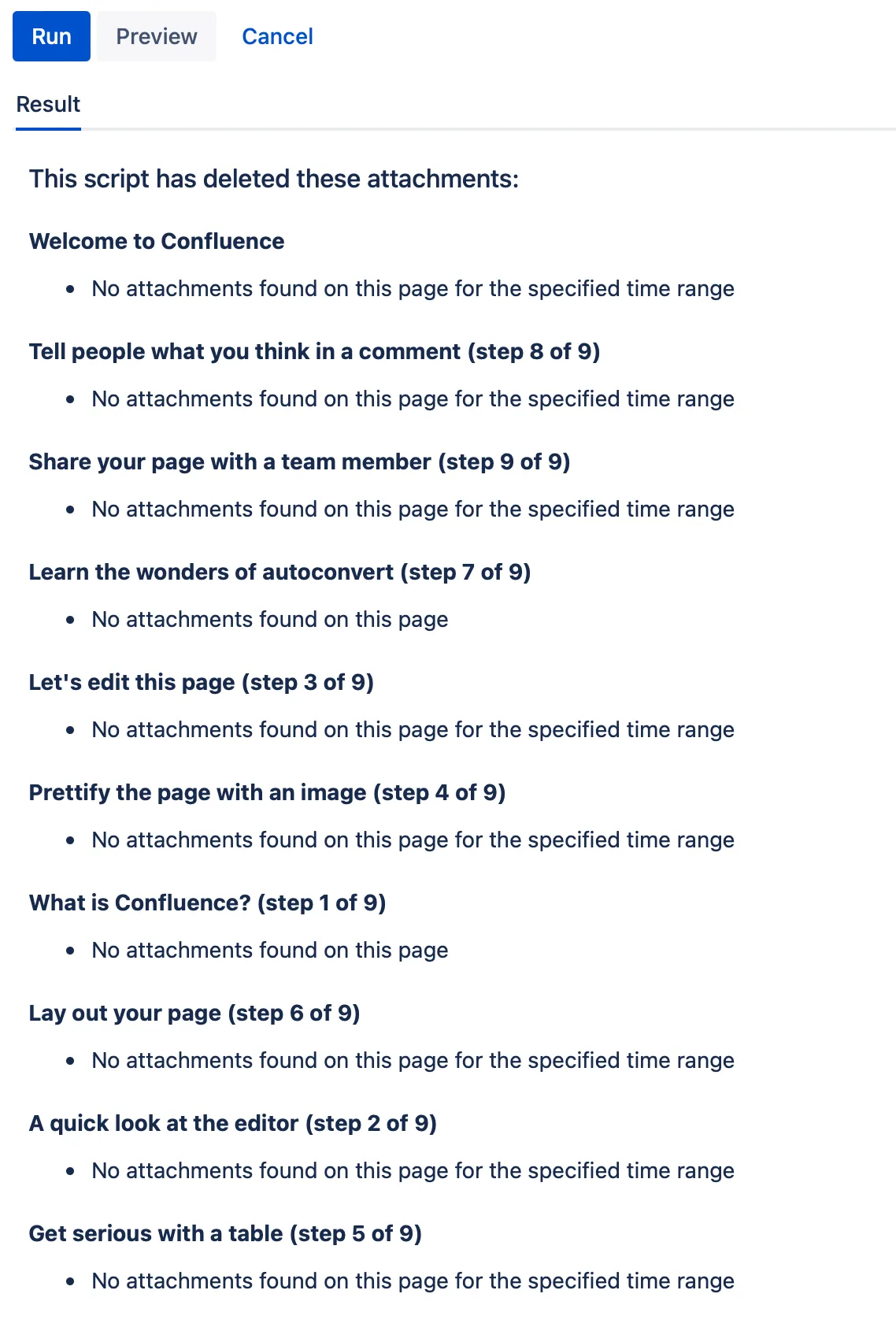 The result of the example script.