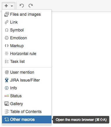 The Insert option opened with the Other macros option hilighted.