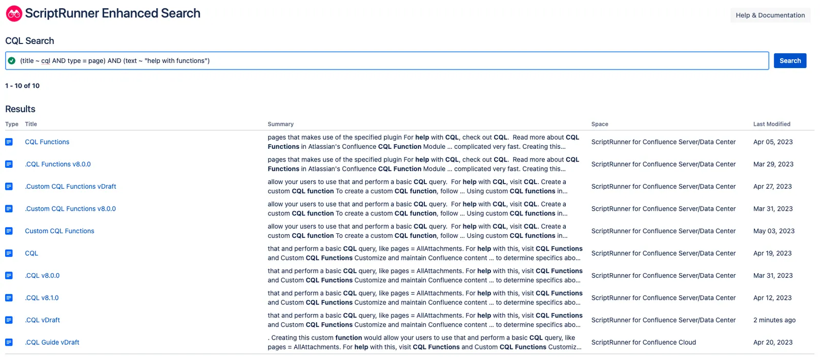 A CQL Search of the example above.
