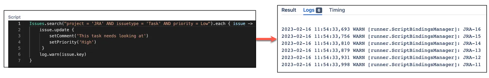 Search for issues and update them in bulk using the issue.update method
