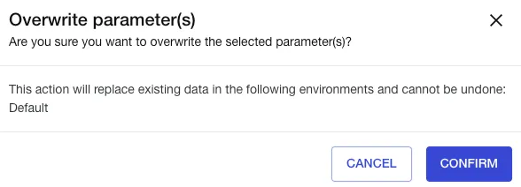 The Overwrite Parameter(s) dialog.