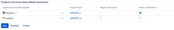 Mirroring newly added repositories configuration page